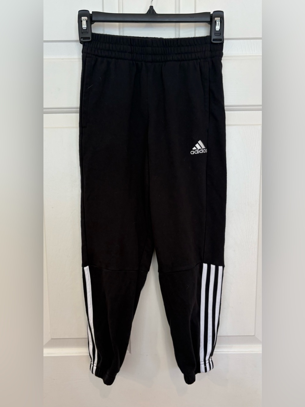 Adidas Boys Youth Athletic Track Pants Joggers Size 8 Small Regular Fit Black